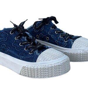 Marc Jacobs Women's The Puffy Daisy Denim Low Top Sneaker Mules Blue Sz 35 5 US